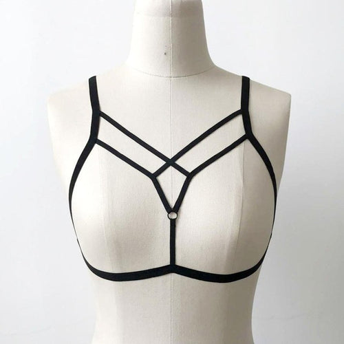 New   sexy Goth Lingerie Elastic sexy bra Strappy Crop Top Body belt For Women #43 GS