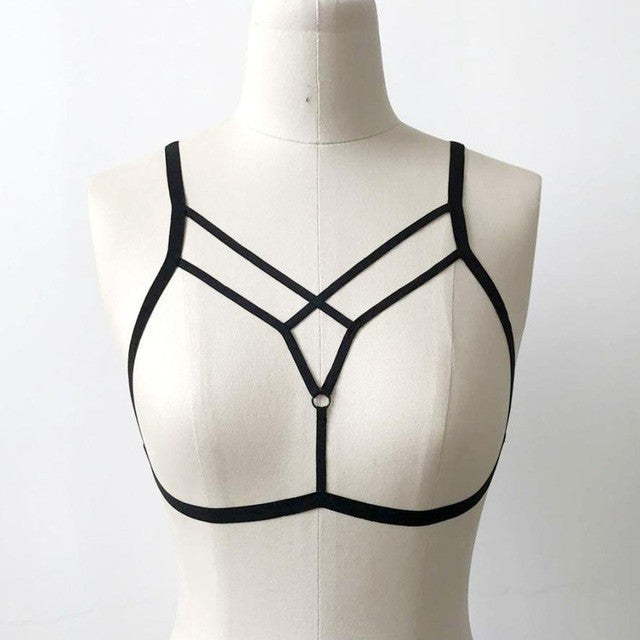 New   sexy Goth Lingerie Elastic sexy bra Strappy Crop Top Body belt For Women #43 GS