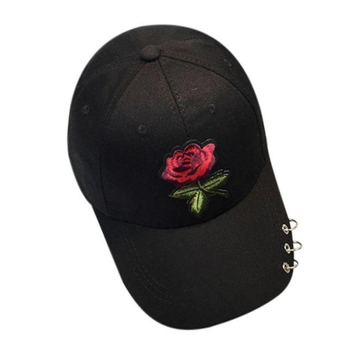New  Women  Casual Baseball Cap Flower Embroidery Hat Cap Pink Black White Snapback Hats Women Men #01 GS