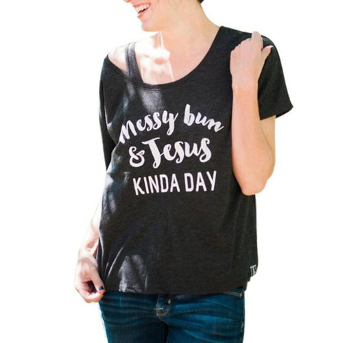 New  t shirt women t-shirts Short Sleeve Cotton Letter Print O Neck Cold Shoulder tees Tops Women Tee Shirt Femme #421 GS
