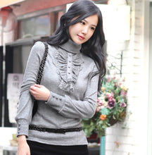 New Turtleneck Ruffles Knitted Pullover Plus Size Casual Slim Pullover For Women  Autumn Winter sweater S-4XL 9678 GS
