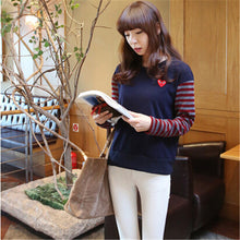 New Women Cloth T-shirts Striped Patchwork Cotton Women Long Sleeve T shirt O-Neck Classical Female Tops Casual Brand Tees 31964 GS