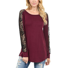 New Women Lace Stitching Long Sleeve O-Neck Tee Tops Female Solid   Basic T Shirt Women camisas femininas  #1122 GS