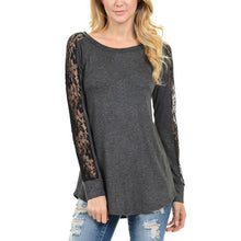 New Women Lace Stitching Long Sleeve O-Neck Tee Tops Female Solid   Basic T Shirt Women camisas femininas  #1122 GS