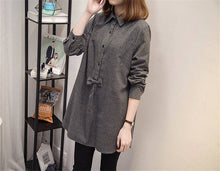 New Women Shirt  Long Sleeves Stripe Blouses With Bowknot Decoration Ladies Loose Stripe Tops Shirt Plus Size 5XL 33053 GS