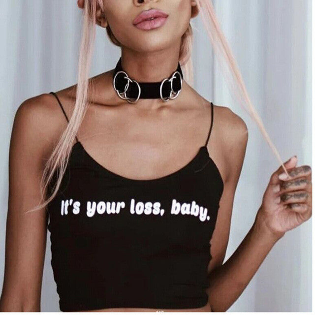 New Women T shirts Sexy Crop top Woman Club Letter Print O-neck Tops Short Sleeveless Female Plus Size Sling t shirt 72505 GS