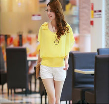 New Women Tops Fashion Batwing Short Sleeve Solid Color Women Chiff Blouses Casual Wild Women Blouses 71161 GS