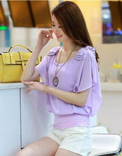 New Women Tops Fashion Batwing Short Sleeve Solid Color Women Chiff Blouses Casual Wild Women Blouses 71161 GS