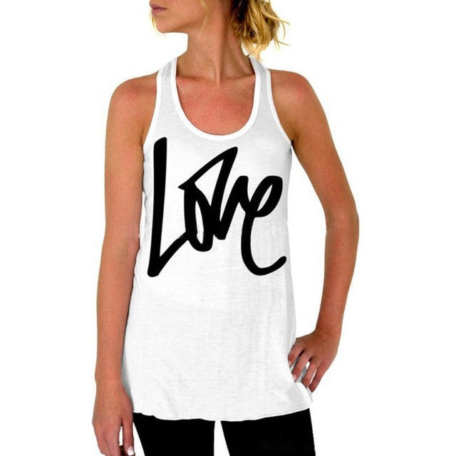 New  Style Women Sexy Letter Print Tops White Round Neck Sleeveless Fitness Quick Dry Loose Casual Tank Tops Lady#1207 GS
