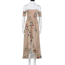 Off Shoulder Women  Boho Chiffon Long Maxi Beach Dress Women Floral Print Short Sleeve Ladies Elegant Dresses #63 GS