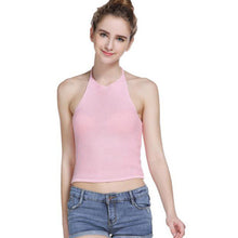 Pink Red Black white crop top  Fashion women Backless halter top cropped feminino cropped women crop tops   GS