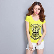 Plus Size S-4XL New Sunmmer T-shirt Short-sleeved O-neck Printing T Shirt Large Size Female Diamond Slim Cotton tops 31058 GS