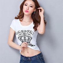 Plus Size S-4XL New Sunmmer T-shirt Short-sleeved O-neck Printing T Shirt Large Size Female Diamond Slim Cotton tops 31058 GS