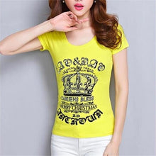 Plus Size S-4XL New Sunmmer T-shirt Short-sleeved O-neck Printing T Shirt Large Size Female Diamond Slim Cotton tops 31058 GS