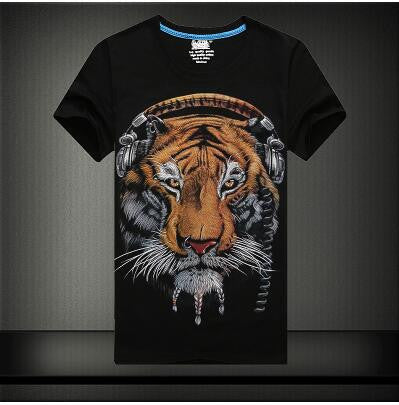 Plus Size S-6 XL Fashion Men Print T-shirt Personality 3D Animal Print Men T Shirt Short Sleeve Male Casual Tee Tops 71183 GS