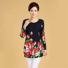 Plus Size XL-5XL Women T Shirt Fashion Flowers Print Long Sleeve T-shirt  New T Shirts Female Loose Casual Tops Tide 31669 GS