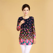 Plus Size XL-5XL Women T Shirt Fashion Flowers Print Long Sleeve T-shirt  New T Shirts Female Loose Casual Tops Tide 31669 GS
