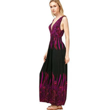 Print Long Beach Dresses Deep V Neck Sexy Women Dresses Elegant Boho  Womens A Line Maxi Dress vestidos mujer  #23 GS