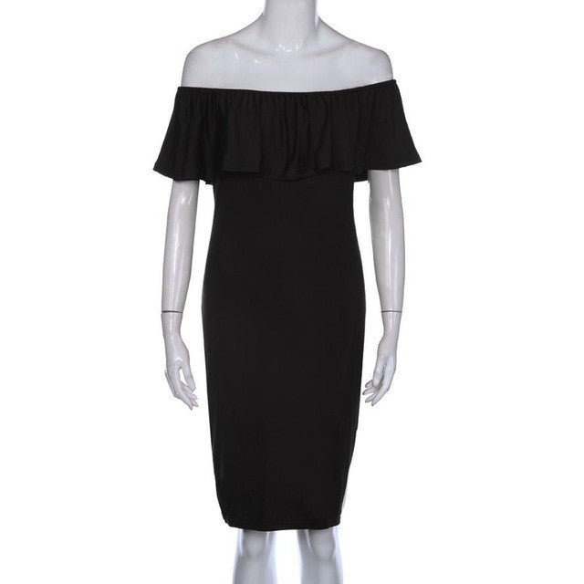Ruffle Off Shoulder Womens Dresses Night Club Wear Bodycon Slim Sleeveless Ladies Dresses vestidos mujer  Fashion  #63 GS