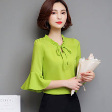 S-4XL Plus Size New  Fashion  Elegant Blouse Bow Tie Shirt Ruffled Collar Butterfly Sleeve Blusas Women Tops GS