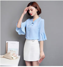 S-4XL Plus Size New  Fashion  Elegant Blouse Bow Tie Shirt Ruffled Collar Butterfly Sleeve Blusas Women Tops GS