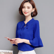 S-4XL Plus Size New  Fashion  Elegant Blouse Bow Tie Shirt Ruffled Collar Butterfly Sleeve Blusas Women Tops GS