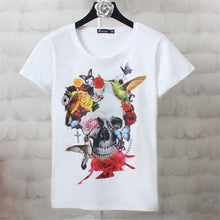S-4XL Tide Brand Skull Print T shirts  New Fashion Women O-neck Short Sleeve Women t-shirt Plus Size Loose Tops 72600 GS