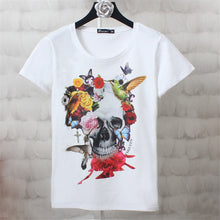 S-4XL Tide Brand Skull Print T shirts  New Fashion Women O-neck Short Sleeve Women t-shirt Plus Size Loose Tops 72600 GS