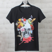 S-4XL Tide Brand Skull Print T shirts  New Fashion Women O-neck Short Sleeve Women t-shirt Plus Size Loose Tops 72600 GS