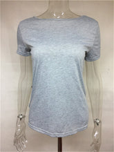 Sexy Back Bandage t-shirt  New Fashion Women T shirts Plus Size Brief Grey t shirt Short Sleeve Lace Up Tops Tee 72697 GS