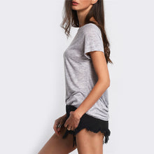Sexy Back Bandage t-shirt  New Fashion Women T shirts Plus Size Brief Grey t shirt Short Sleeve Lace Up Tops Tee 72697 GS