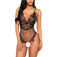 Sexy Backless Bodysuits Women  Sleeveless Lace Mesh Patchwork Deep V Neck Ladies Bodysuits Slim Black Overalls Female #43 GS