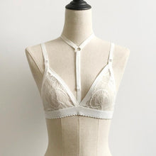 Sexy Black White Bustier Bra Fashion Lace Floral Unpaded Bustier Sheer Bralette Halter Neck Crop Top Women   #23 GS
