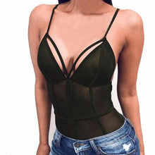 Sexy Bodysuit Women   Jumpers and Rompers Sexy Club Mesh Bodysuits Ladies Strappy V Neck One-Piece Women 3Colors #23 GS