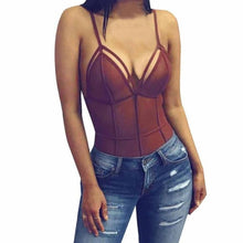 Sexy Bodysuit Women   Jumpers and Rompers Sexy Club Mesh Bodysuits Ladies Strappy V Neck One-Piece Women 3Colors #23 GS