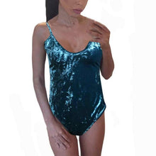 Sexy Choker V Neck Bodysuits Long Sleeve Shiny Velvet Women   Backless Bodysuits Rompers Women #1212 GS