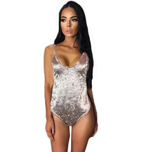 Sexy Choker V Neck Bodysuits Long Sleeve Shiny Velvet Women   Backless Bodysuits Rompers Women #1212 GS