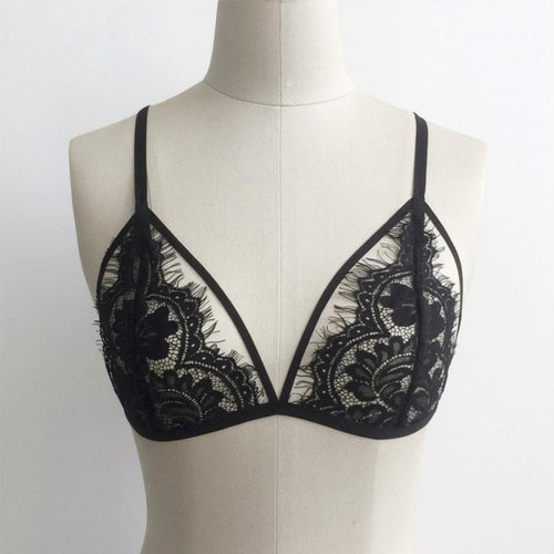 Sexy Cropped Women Floral Lace Bralette Camisole Crop Top Lace Sheer Triangle Crop Top Female Black Woman  Tops  #63 GS