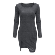 Sexy Elegant Dress Women  Fashion Cotton Side Splite Dress Women Party Bodycon Dresses Ladies  Vestidos Black Grey #23 GS