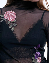 Sexy Gauze Embroidered T-shirt New  Fashion Europen Full Sleeve T-shirts Female t shirts Bottoming shirt Women Tops GS