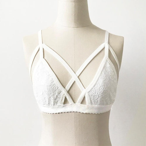 Sexy Lace Floral Sheer Crop Top   Bandage Backless Camis Lingerie Tops Seamless Bralette Tank Tops Women White #63 GS