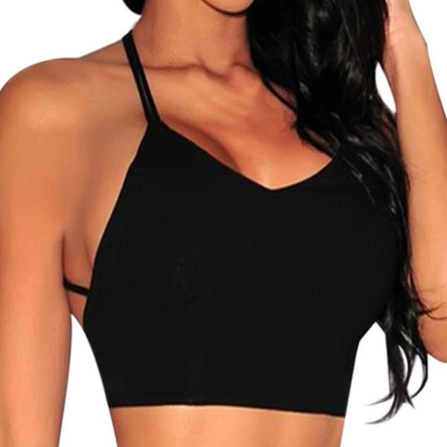 Sexy Tops  Women Backless Sling Crop Tops Black Short Vest Women Cut Out Shirt  Beach Tank Tops Cropped Femme GS