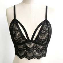 Sexy Women Floral Lace Sheer Bralette Bustier Black/White Hollow Out Unpadded Sexy Lady Crop Top Triangle Bra Cropped Femme #33 GS