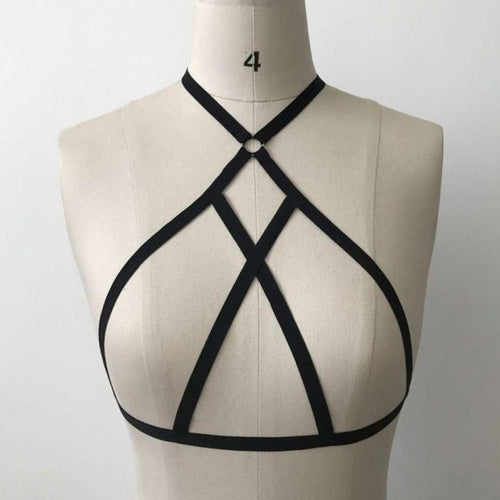 Sexy Women Hollow Out Bandage Crop Tops Crossing Elastic sexy Strappy Goth Style Halter Cropt Tops Women   #419 GS