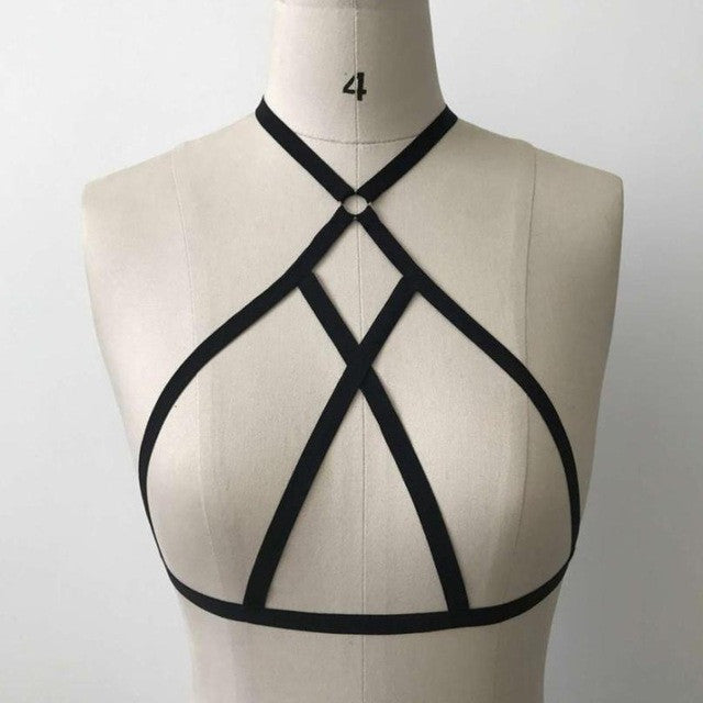 Sexy Women Hollow Out Bandage Crop Tops Crossing Elastic sexy Strappy Goth Style Halter Cropt Tops Women   #419 GS