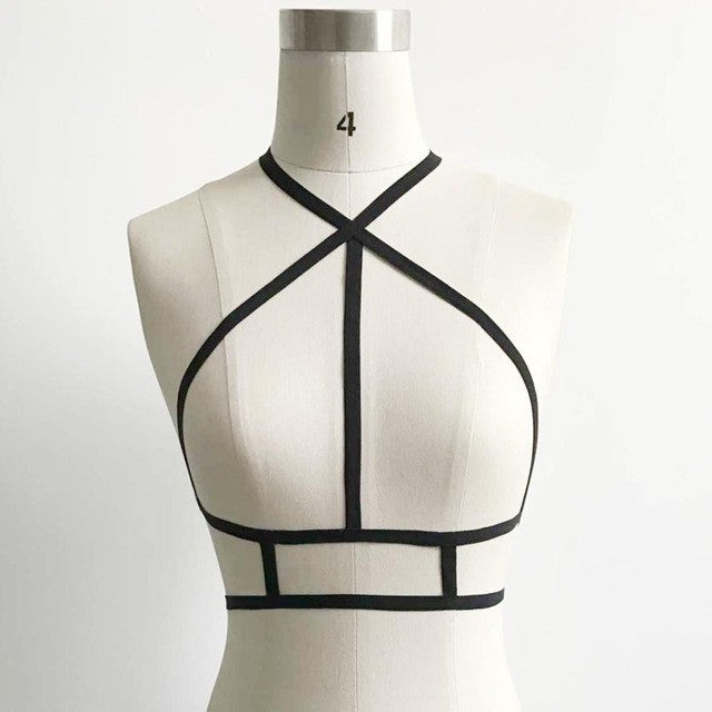 Sexy Women Strappy sexy bra Exotic Apparel sexy lingerie Bandage Hollow Out Bralette Bustier Crop Top Black #23 GS