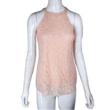 Sexy Women   Lace Patchwork Blouses Womens Casual Sleeveless Shirt Halter Neck Loose Women Tops camisetas mujer #03 GS