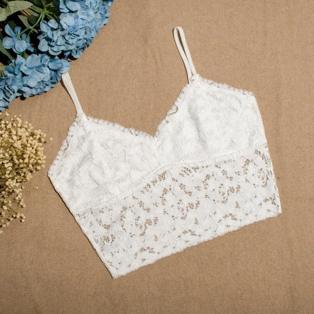 Sexy Women Tank Top  New Arrival V-Neck White Lace Crop Top Sleeveless Tee Women White Tank Top Canottiere Donna Femininas GS