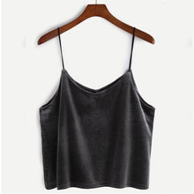 Sexy Women Velvet Tank Tops Black Grey V-neck Sling Short Camisole Vest Bandage Backless Crop Top Female cropped feminino #23 GS