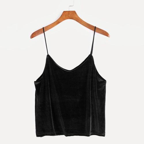 Sexy Women Velvet Tank Tops Black Grey V-neck Sling Short Camisole Vest Bandage Backless Crop Top Female cropped feminino #23 GS